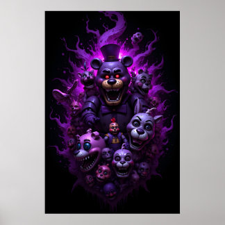 Five Nights at Freddys Animatronics mit Lila Poster