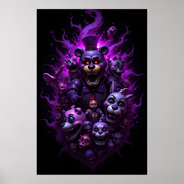 Five Nights at Freddys Animatronics with Purple  Poster (Vorne)