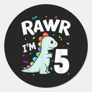 Five Rawr Im 5 Jahre alt T-rex Dinosaur 5. Geburts Runder Aufkleber