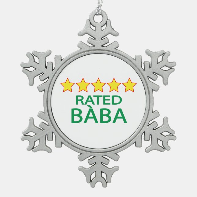 Five Star Bàba Schneeflocken Zinn-Ornament (Vorderseite)