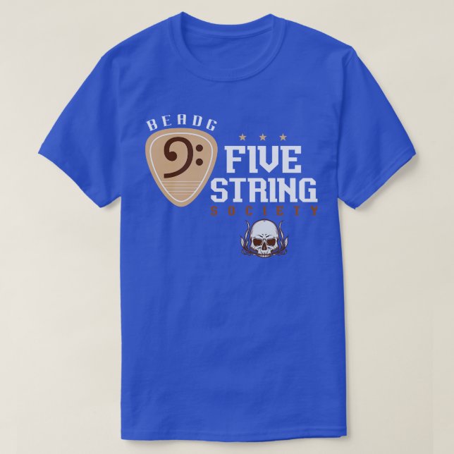Five String Society Bass Guitar T-Shirt (Design vorne)