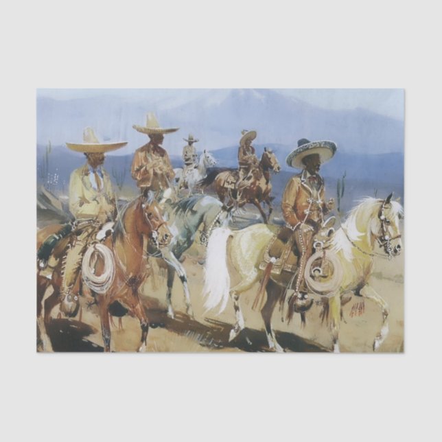Five Vaqueros on Horseback von Edward Borein Seidenpapier (Vorderseite)