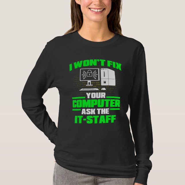 Fix Computer Ask It Staff Cyber Warrior & Security T-Shirt (Vorderseite)