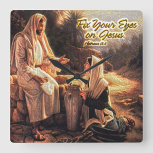 Fix Your Eyes on Jesus 1 Wall Clock Quadratische Wanduhr