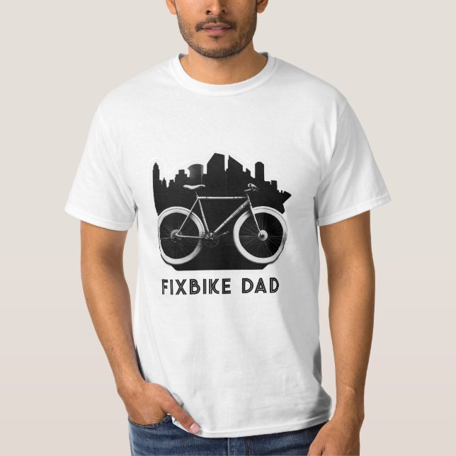 Fixbike-Vater. Schwarzes Fahrrad für Väter. Fahrra T-Shirt (Vorderseite)