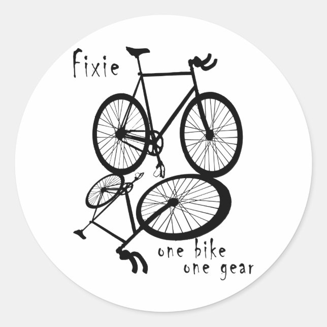 Fixie - ein Fahrrad und ein Getriebe Runder Aufkleber (Vorderseite)