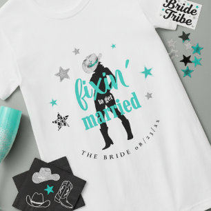 Fixin' The Bride Disco Bachelorette Aquamarine ID9 T-Shirt