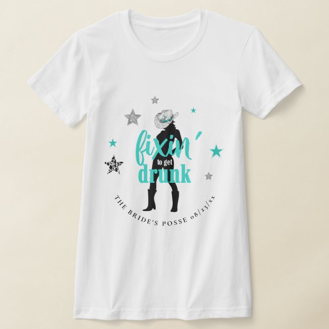 Fixin' The Posse Disco Bachelorette Aquamarine ID9 T-Shirt (Ablage )