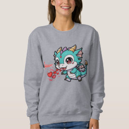 Fiyaaah Cute Baby Dragon Chibi Anime Kawaii Heart Sweatshirt