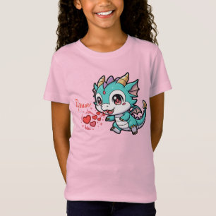 Fiyaaah Süßer Baby-Drache Chibi Anime Kawaii Herz T-Shirt