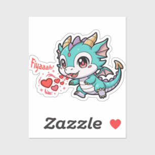 Fiyaaah Süßes Baby-Drache Chibi Anime Kawaii Herz Aufkleber