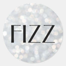 FIZZ auf der Silver Champagner-Blasen-Aufkleber Runder Aufkleber