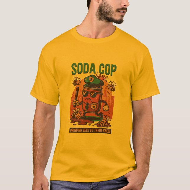 Fizz Force Soda Cop T-Shirt – Funny Retro (Vorderseite)