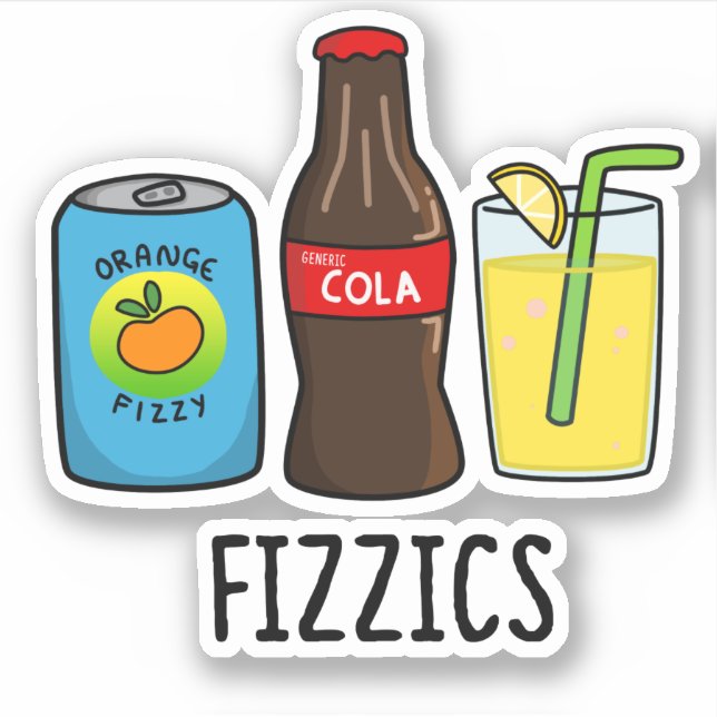 Fizzics Funny Fizzy Cola Drinks Pun Aufkleber (Vorderseite)