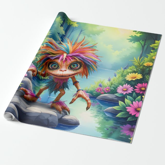 Fizzwiggle, der Regenbogen-Mischief-Sprite. Geschenkpapier (Ungerollt)