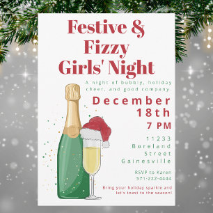 Fizzy Champagne Girls' Night Holiday Einladung
