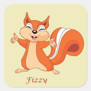 Fizzy das spielerische Eichhörnchen Quadratischer Aufkleber