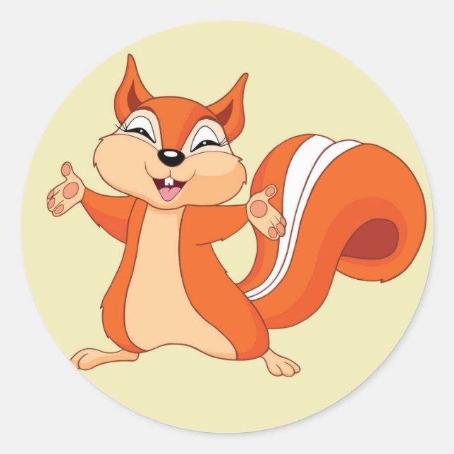 Fizzy das spielerische Eichhörnchen Runder Aufkleber (Vorderseite)