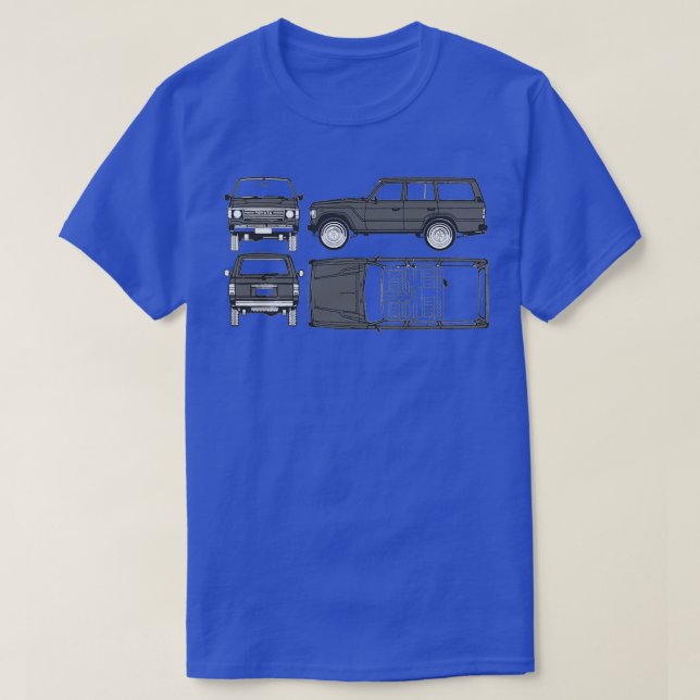 FJ60 Land Cruiser Blueprint  T-Shirt (Design vorne)