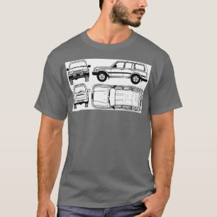 FJ80 Land Cruiser Dimension Blueprint T-Shirt