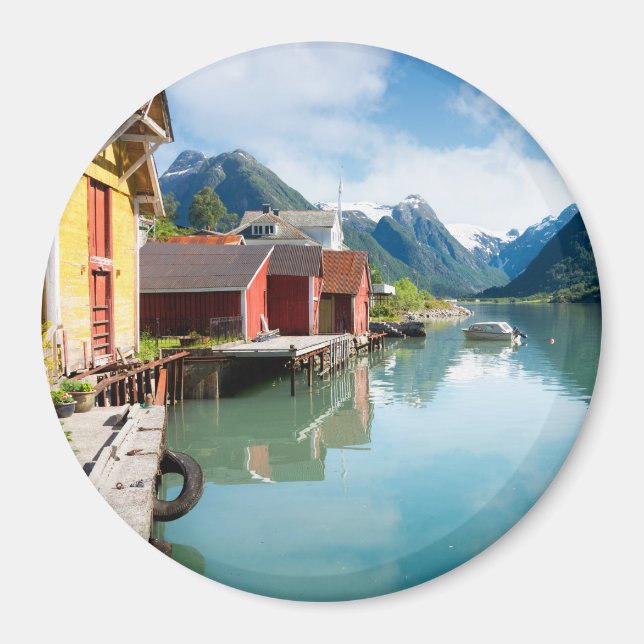 Fjaerlandsfjord-Fjordlandschaft in Norwegen Magnet (Vorne)