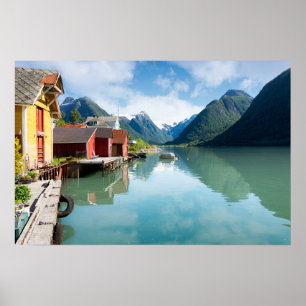 Fjaerlandsfjord Fjordlandschaft in Norwegen Poster