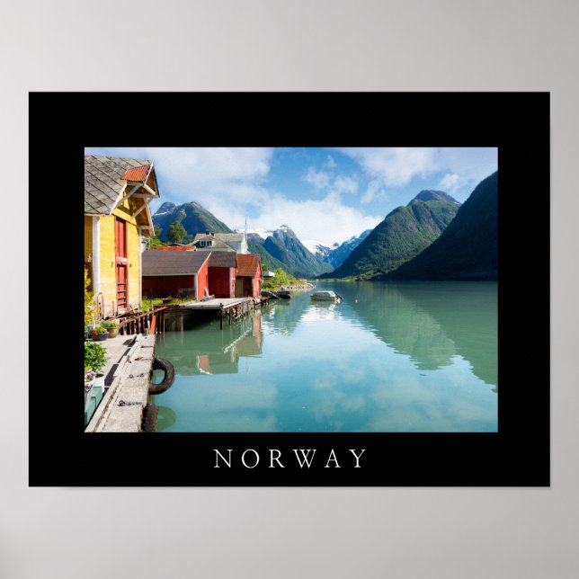 Fjaerlandsfjord-Fjordlandschaft in Norwegen Poster (Vorne)