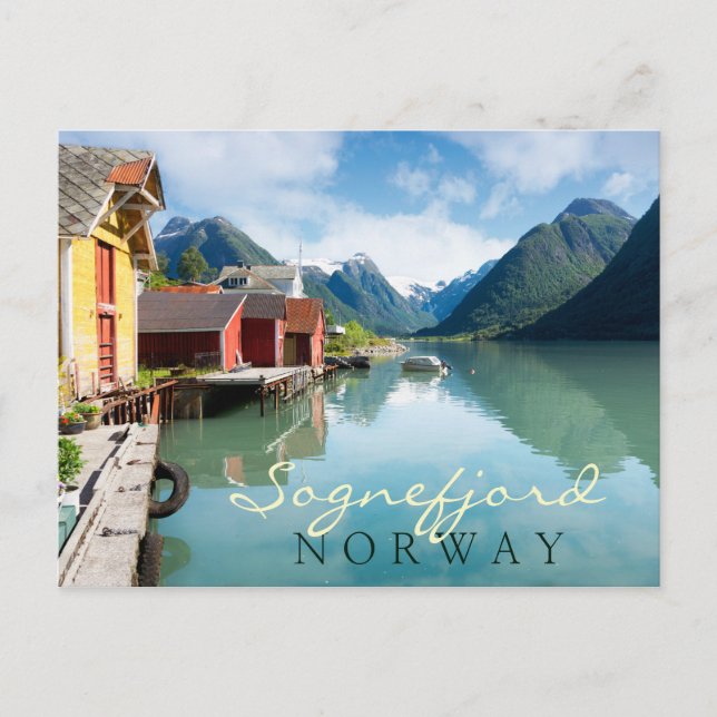 Fjaerlandsfjord-Fjordlandschaft in Norwegen Postkarte (Vorderseite)