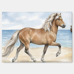 Fjara Isländisches Pferd Aquarell am Strand Magnet