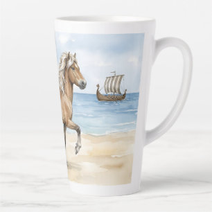 Fjara Isländisches Pferd Aquarell am Strand Milchtasse