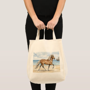 Fjara Isländisches Pferd Aquarell am Strand  Tragetasche