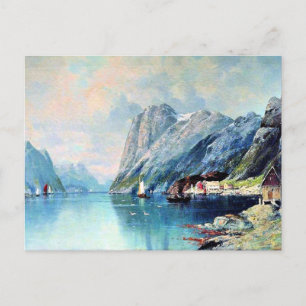 Fjord in Norwegen, Kunstmalerei, Postkarte