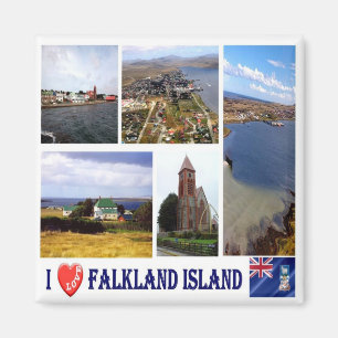 FK004 FALKLAND-Inseln, I-Liebe, Mosaik, Kühlschran Magnet