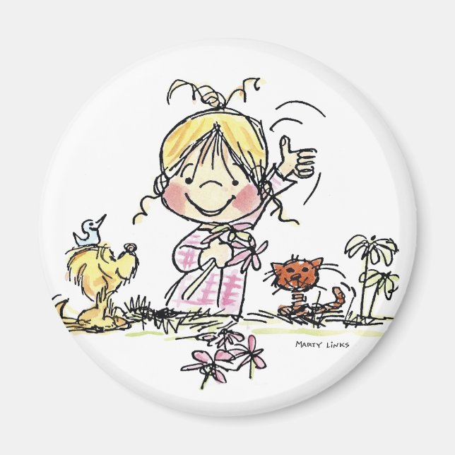 FL-001 Girl Waving Magnet (Vorne)