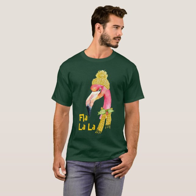 Fla La Florida Flamingo Weihnachten T-Shirt (Vorne ganz)