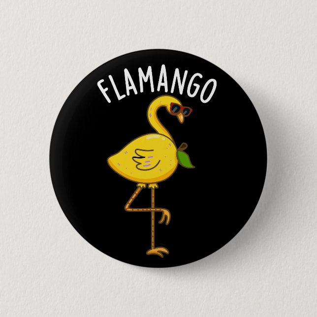 Fla-mango Funny Flamingo Pun Dark BG Button (Vorderseite)