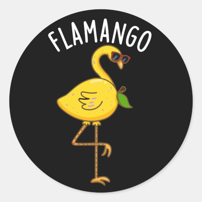 Fla-mango Funny Flamingo Pun Dark BG Runder Aufkleber (Vorderseite)