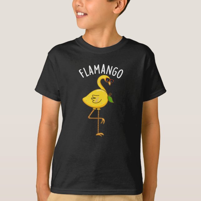 Fla-mango Funny Flamingo Pun Dark BG T-Shirt (Vorderseite)