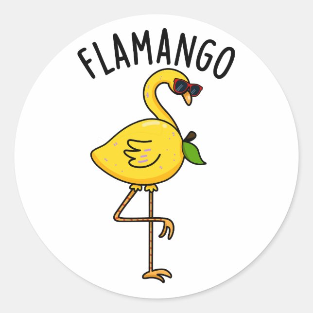 Fla-mango Funny Flamingo Pun Runder Aufkleber (Vorderseite)