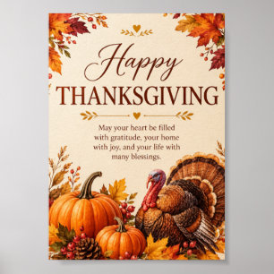 Flach Dank Rus Rustikal Herbst Frohes Erntedankfes Poster