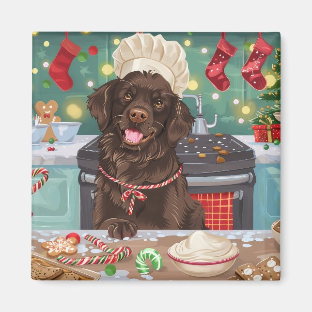 Flach überzogenes Retriever Holiday Baking: Weihna Magnet (Vorne)
