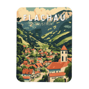 Flachau Austria Illustration Travel Art Vintag Magnet