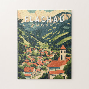 Flachau Austria Illustration Travel Art Vintag Puzzle