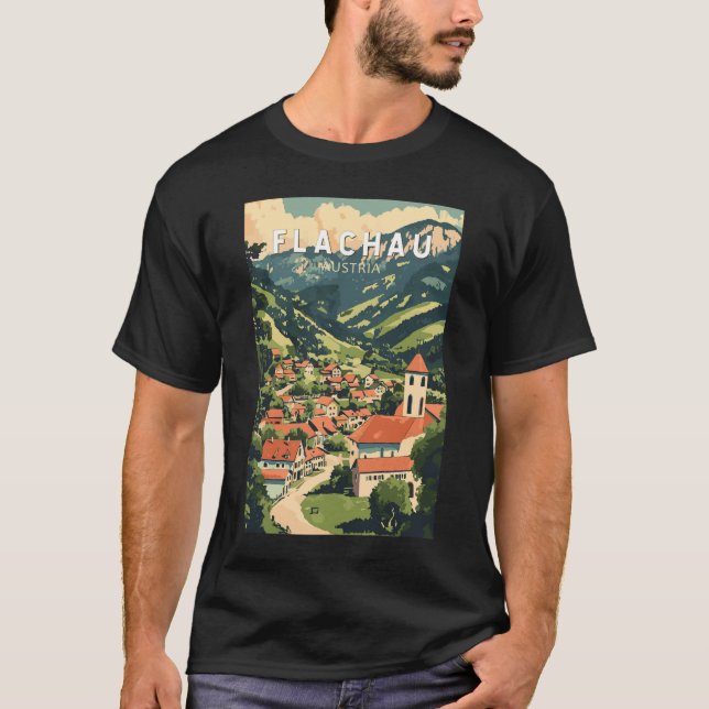 Flachau Austria Illustration Travel Art Vintag T-Shirt (Vorderseite)