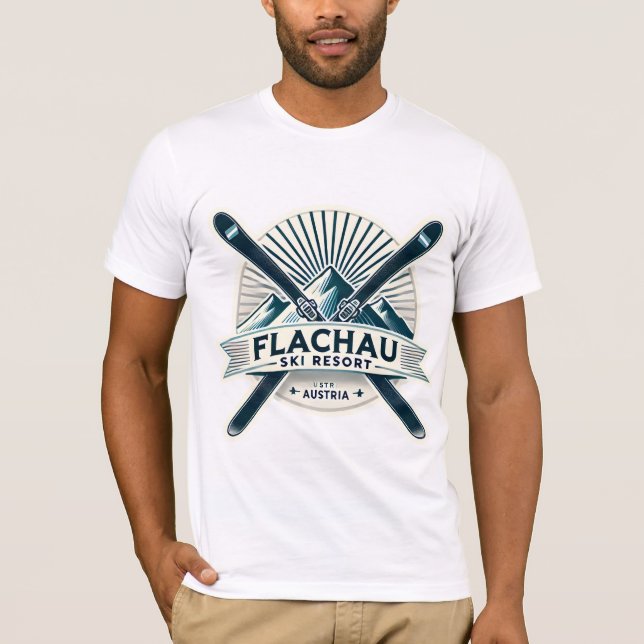Flachau Austria Ski Resort Retro Design T-Shirt (Vorderseite)