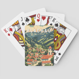 Flachau Österreich Illustration Reise Kunst Vintag Spielkarten