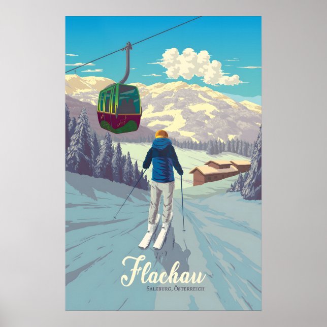 Flachau Skigebiet Reiseplakat Poster (Vorne)
