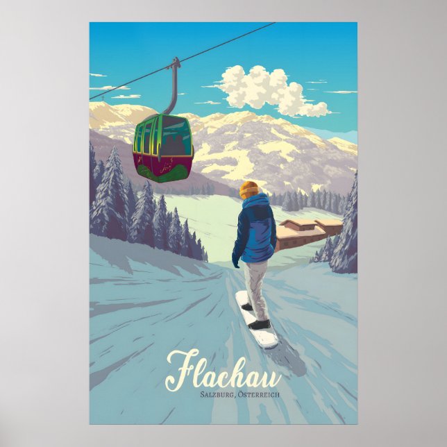 Flachau Snowboarding Reiseplakat Poster (Vorne)