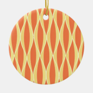 Flachbanddruck Mitte des Jahrhunderts - orange und Keramikornament