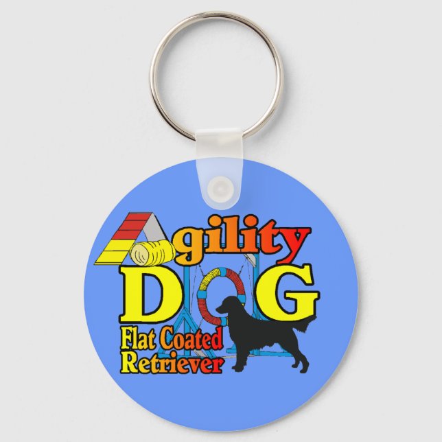 Flachbeschichtete Retriever-Agility-Geschenke Schlüsselanhänger (Vorderseite)